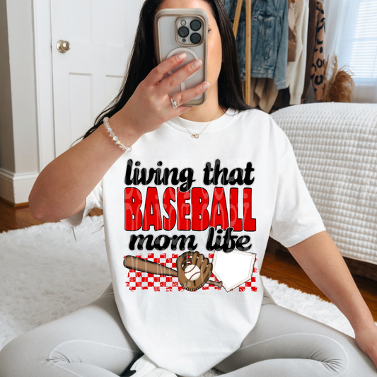 BASEBALL MOM LIFE RED - DTF TRANSFER