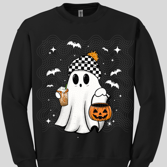 COFFEE GHOST WHT BATS - DTF TRANSFER