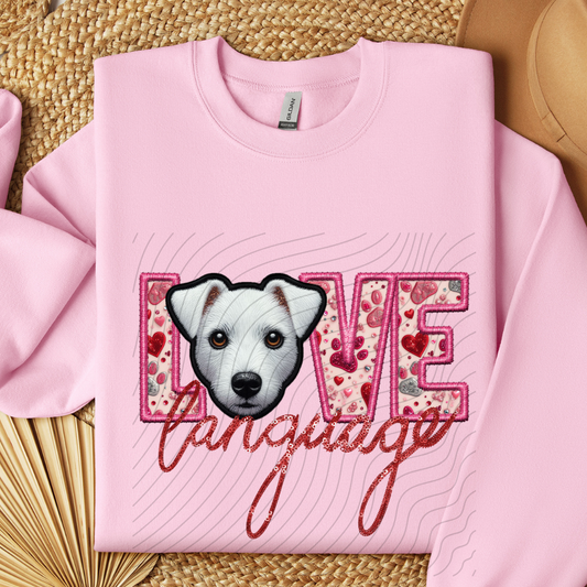 JACK RUSSEL - WHT, FAUX EMBROIDERY & FAUX SEQUINS - DTF TRANSFER
