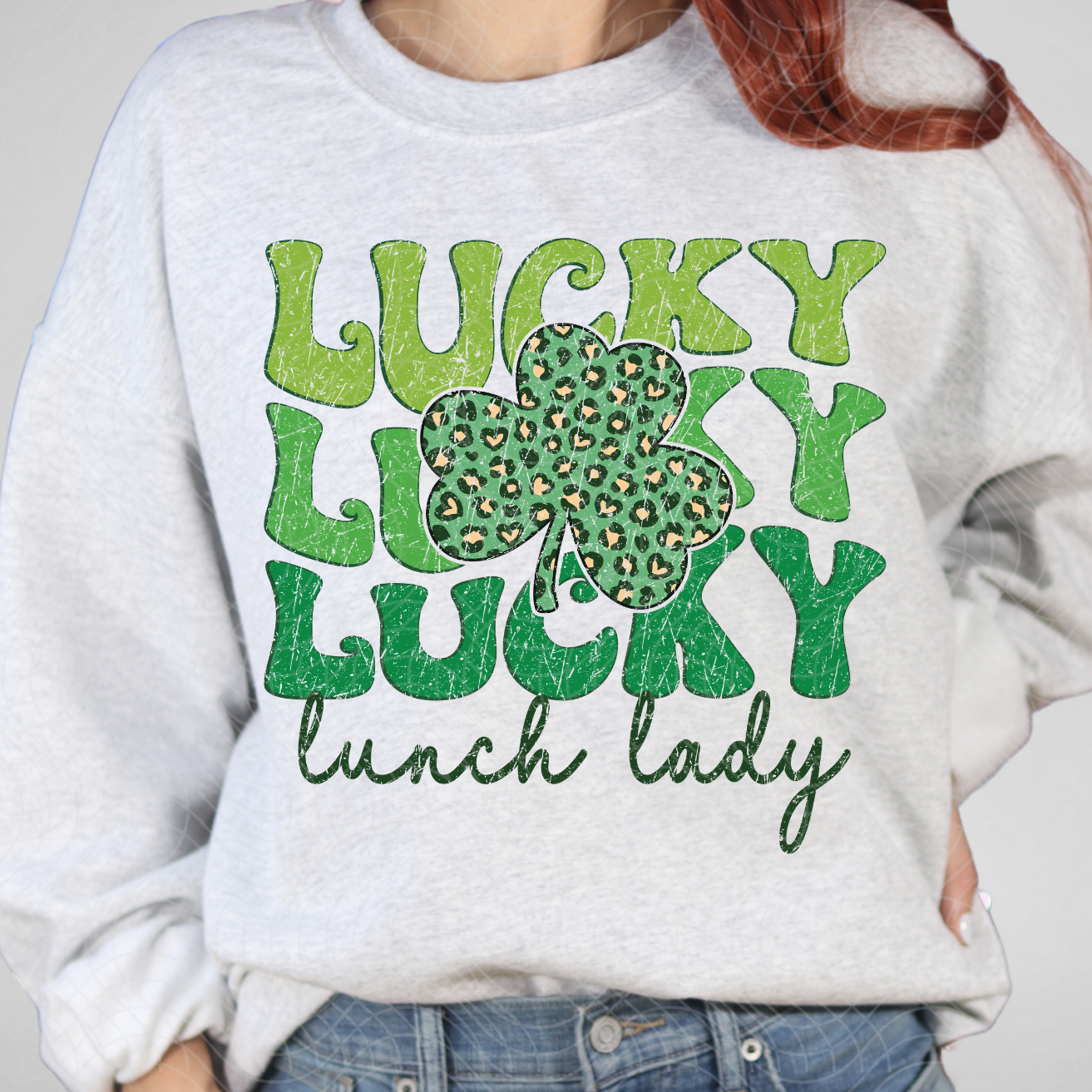 LUCKY LUNCH LADY DISTRESSED  - DTF TRANSFER