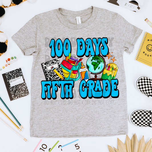 100 DAYS OF 5TH GRADE BLUE - DTF TRANSFER