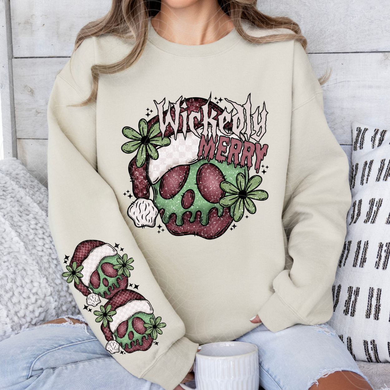 WICKEDLY MERRY W/ SLEEVE - DTF TRANSFER