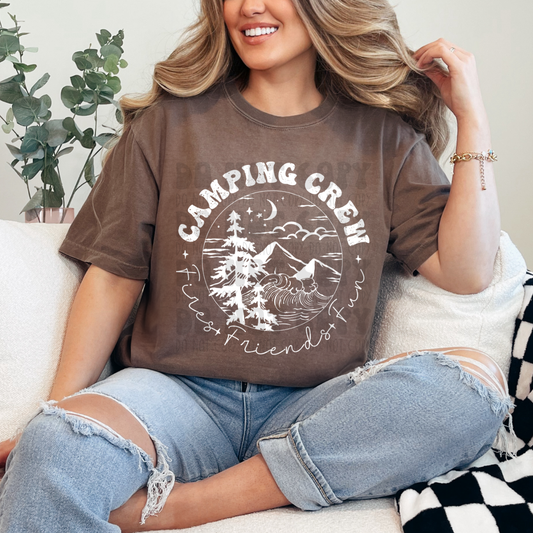 CAMPING CREW WHT DISTRESSED - DTF TRANSFER