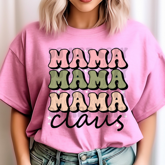 MAMA CLAUS STACKED PINK/GREEN - DTF TRANSFER