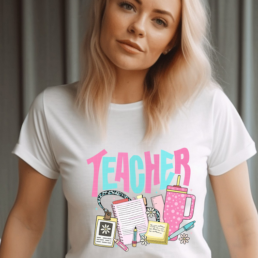 TEACHER ITEMS PINK & BLUE - DTF TRANSFER