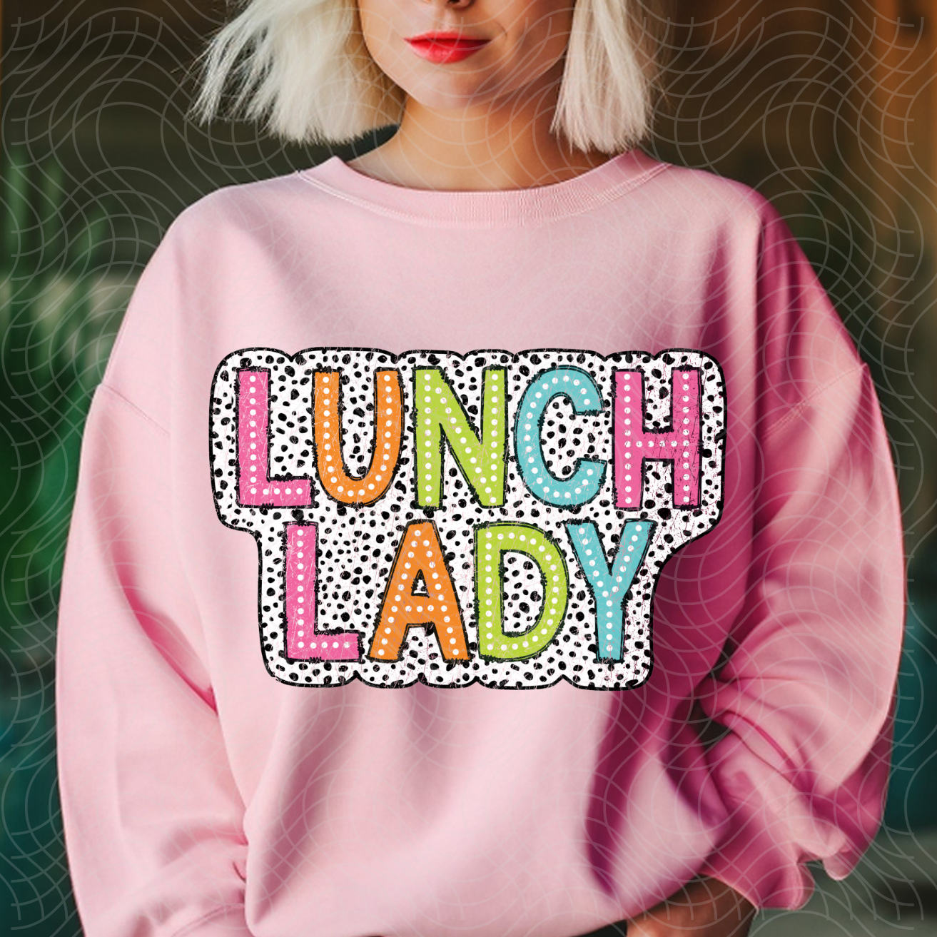 POLKA DOT LUNCH LADY DISTRESSED  - DTF TRANSFER