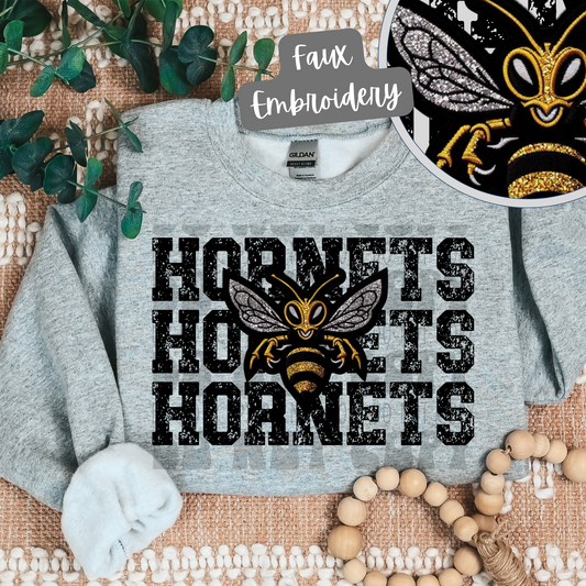 HORNETS STACKED FAUX EMBROIDERY - DTF TRANSFER