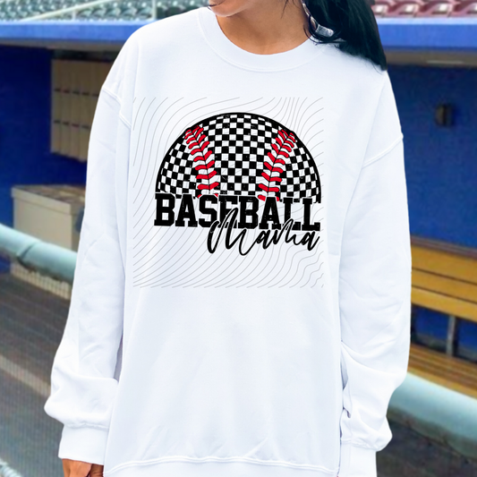 CHECKERED BASEBALL MAMA - DTF TRANSFER
