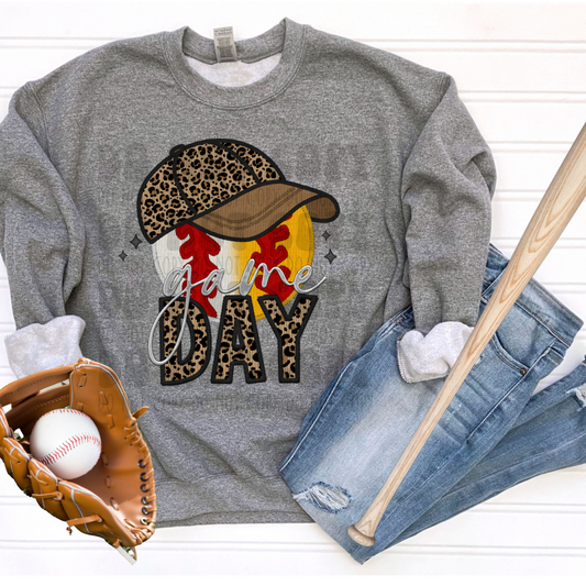 SOFTBALL/BASEBALL GAME DAY LEOPARD HAT - DTF TRANSFER