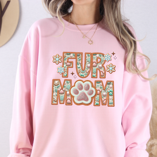 FUR MOM GINGERBREAD FAUX EMBROIDERY - DTF TRANSFER