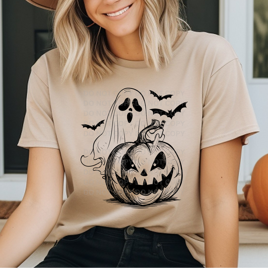 GHOST PUMPKIN - BLACK - DTF TRANSFER