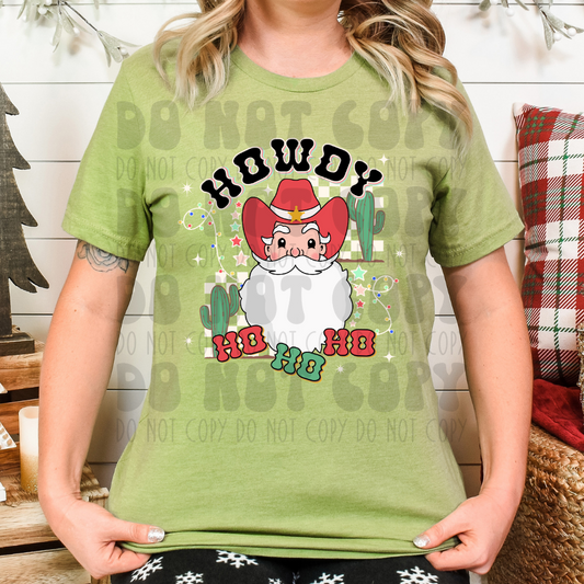 HOWDY COWBOY HAT SANTA - WHT BACKGROUND - DTF TRANSFER
