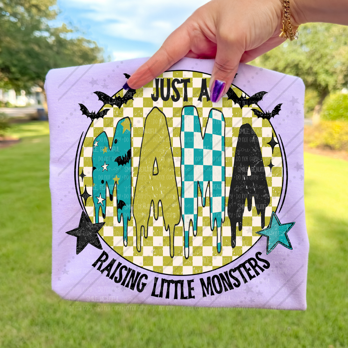 MAMA RAISING LITTLE MONSTERS CHECKER - DTF TRANSFER