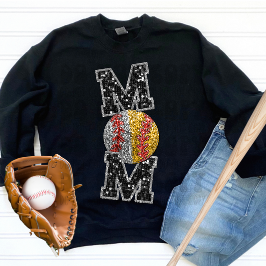SOFTBALL/BASEBALL MOM FAUX SEQUINS - DTF TRANSFER