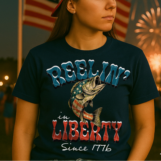 REELIN IN LIBERTY WHT TEXT - DTF TRANSFER
