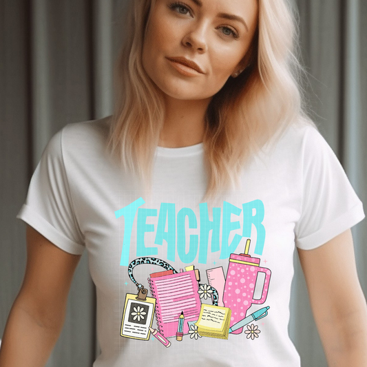 TEACHER ITEMS LIGHT BLUE - DTF TRANSFER