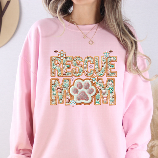 RESCUE MOM GINGERBREAD FAUX EMBROIDERY - DTF TRANSFER