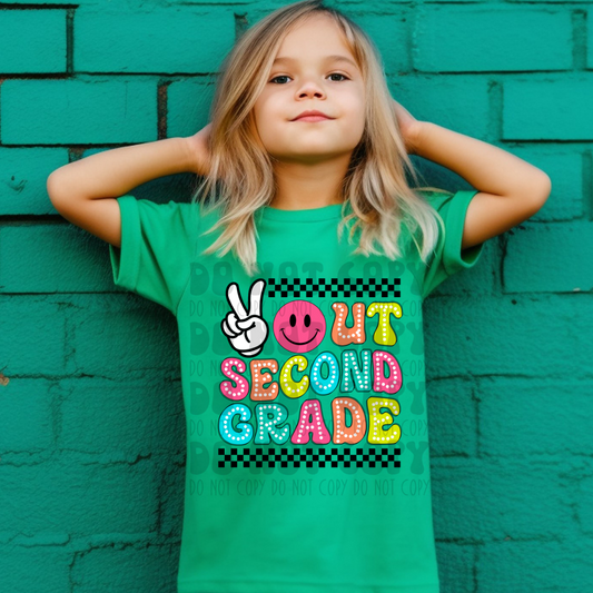 PEACE OUT SECOND GRADE - DTF TRANSFER