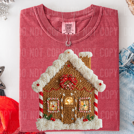 FAUX YARN, GINGERBREAD HOUSE - DTF TRANSFER