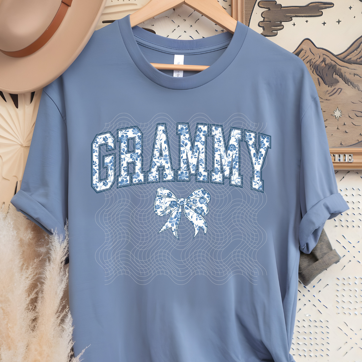 GRAMMY BLUE FLORAL - DTF TRANSFER