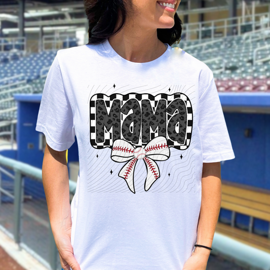 MAMA BASEBALL BOW - DTF TRANSFER