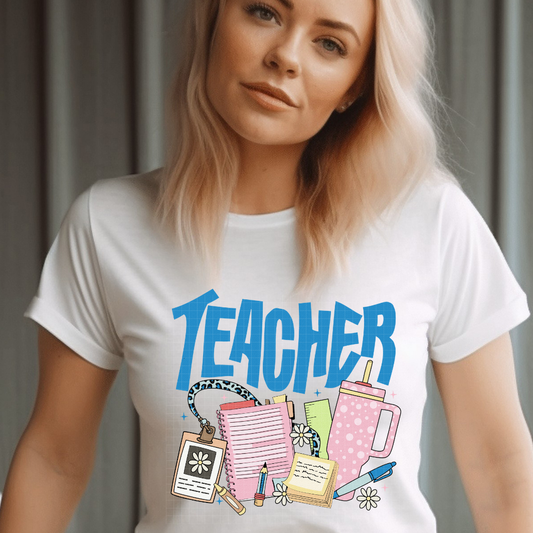 TEACHER ITEMS BLUE - DTF TRANSFER