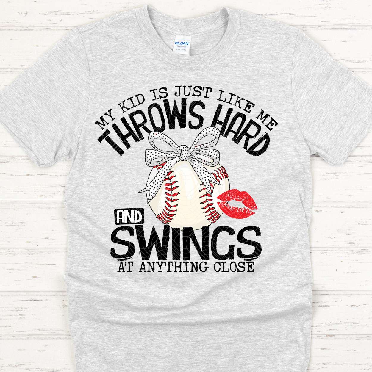 BASEBALL THROWS HARD AND SWINGS BLK TEXT - DTF TRANSFER