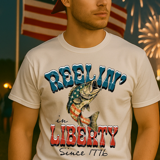 REELIN IN LIBERTY BLK TEXT - DTF TRANSFER