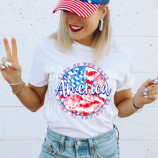 AMERICA FLAG ROSES - DTF TRANSFER