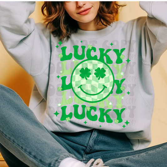 LUCKY STACKED WITH CLOVER SMILE - DTF TRANSFER