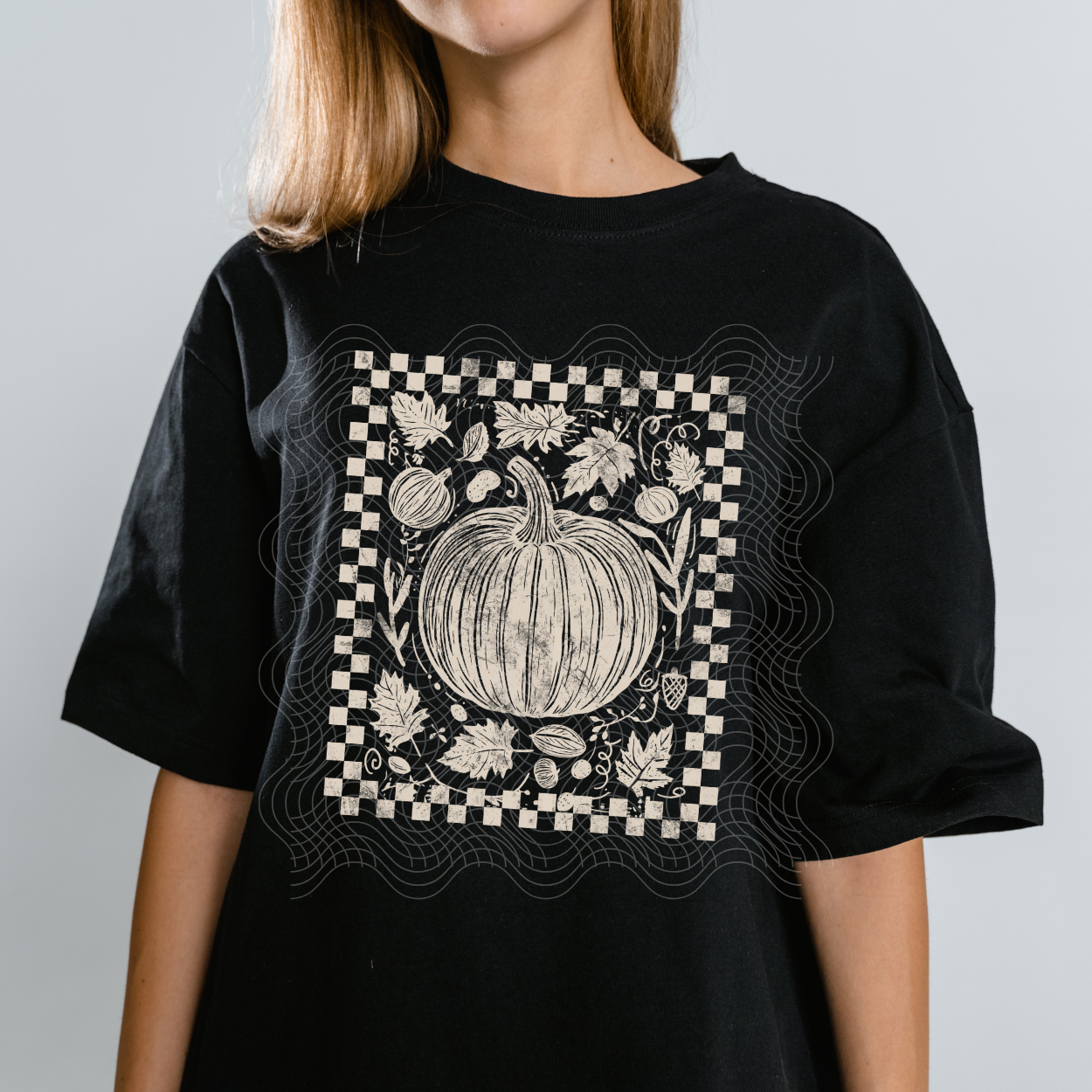 OFF WHITE PUMPKIN CHECK FRAME - DTF TRANSFER