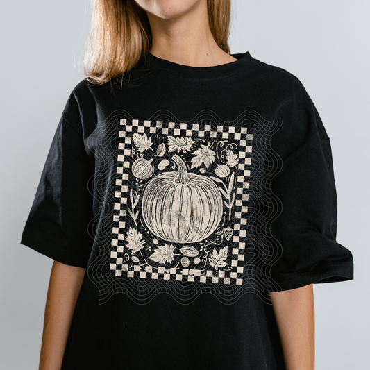 OFF WHITE PUMPKIN CHECK FRAME - DTF TRANSFER