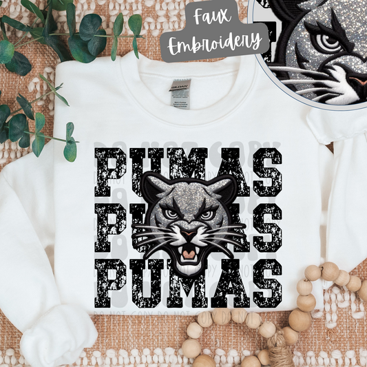 PUMAS STACKED FAUX EMBROIDERY - DTF TRANSFER