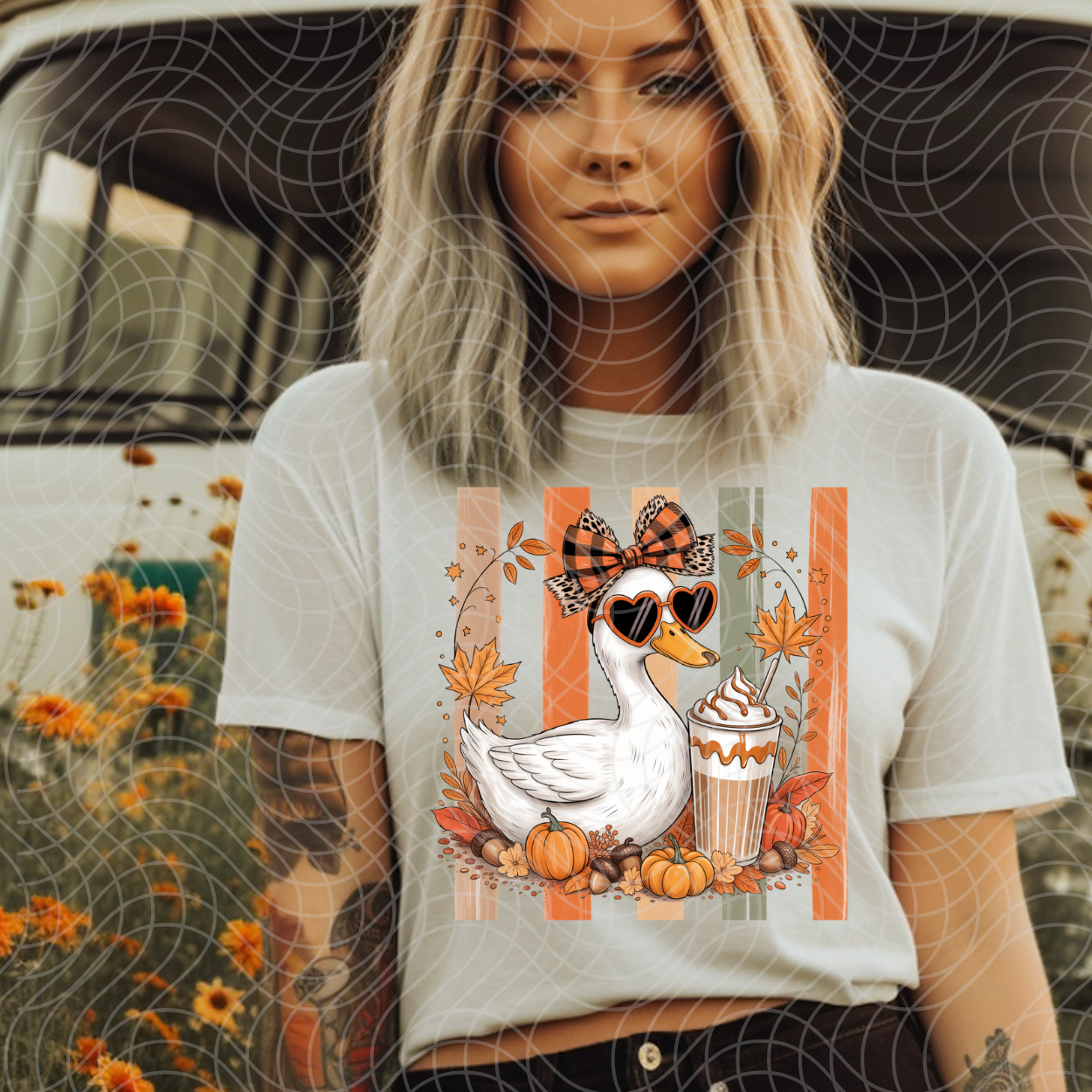 FALL GOOSE WITH BOW - DTF TRANSFER