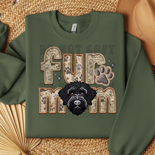 FUR MOM, DOODLE BLK - FAUX EMBROIDERY - DTF TRANSFER