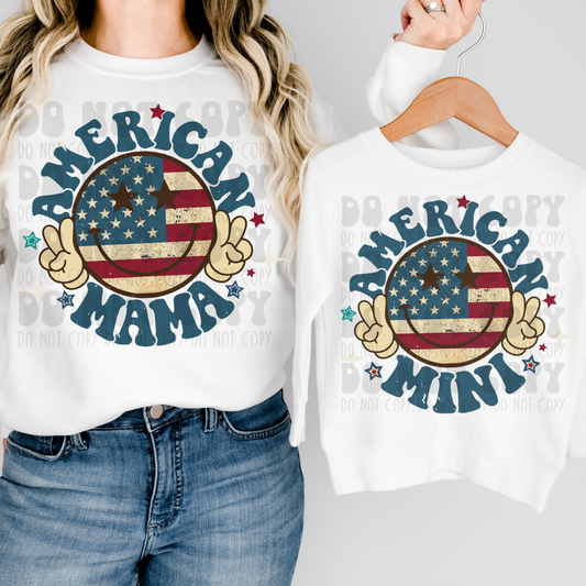 AMERICAN FLAG SMILEY MAMA - DTF TRANSFER