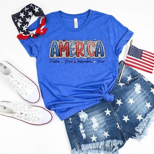 AMERICA DOTTED WITH WORDS - DTF TRANSFER