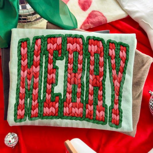 FAUX YARN MERRY - DTF TRANSFER