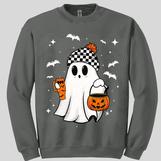 ORANGE CUP GHOST WHT BATS - DTF TRANSFER