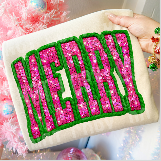 FAUX YARN MERRY - DTF TRANSFER