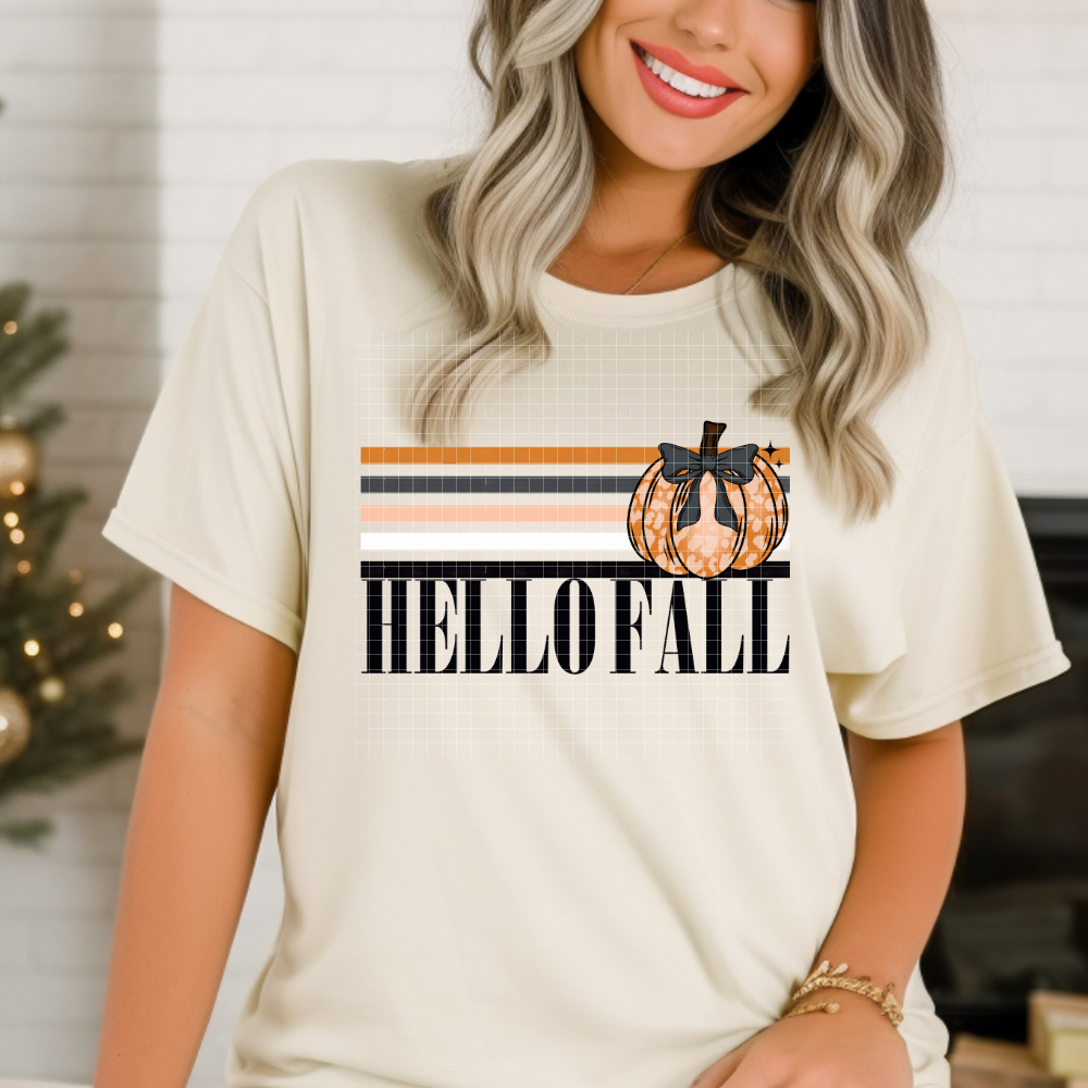 HELLO FALL STRIPES - DTF TRANSFER