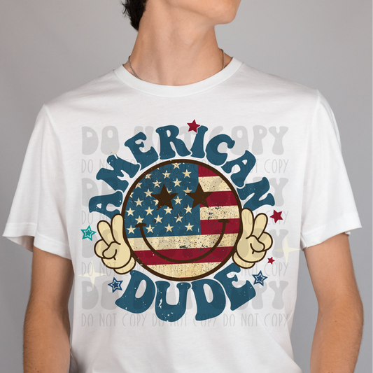 AMERICAN FLAG SMILEY DUDE - DTF TRANSFER