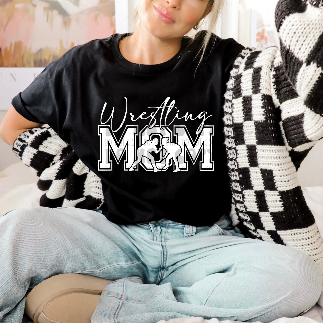 WRESTLING MOM HORIZONTAL WHITE - DTF TRANSFER