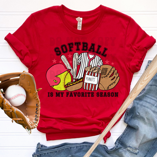 SOFTBALL IS MY FAV SEASON, RED HELMET - DTF TRANSFER