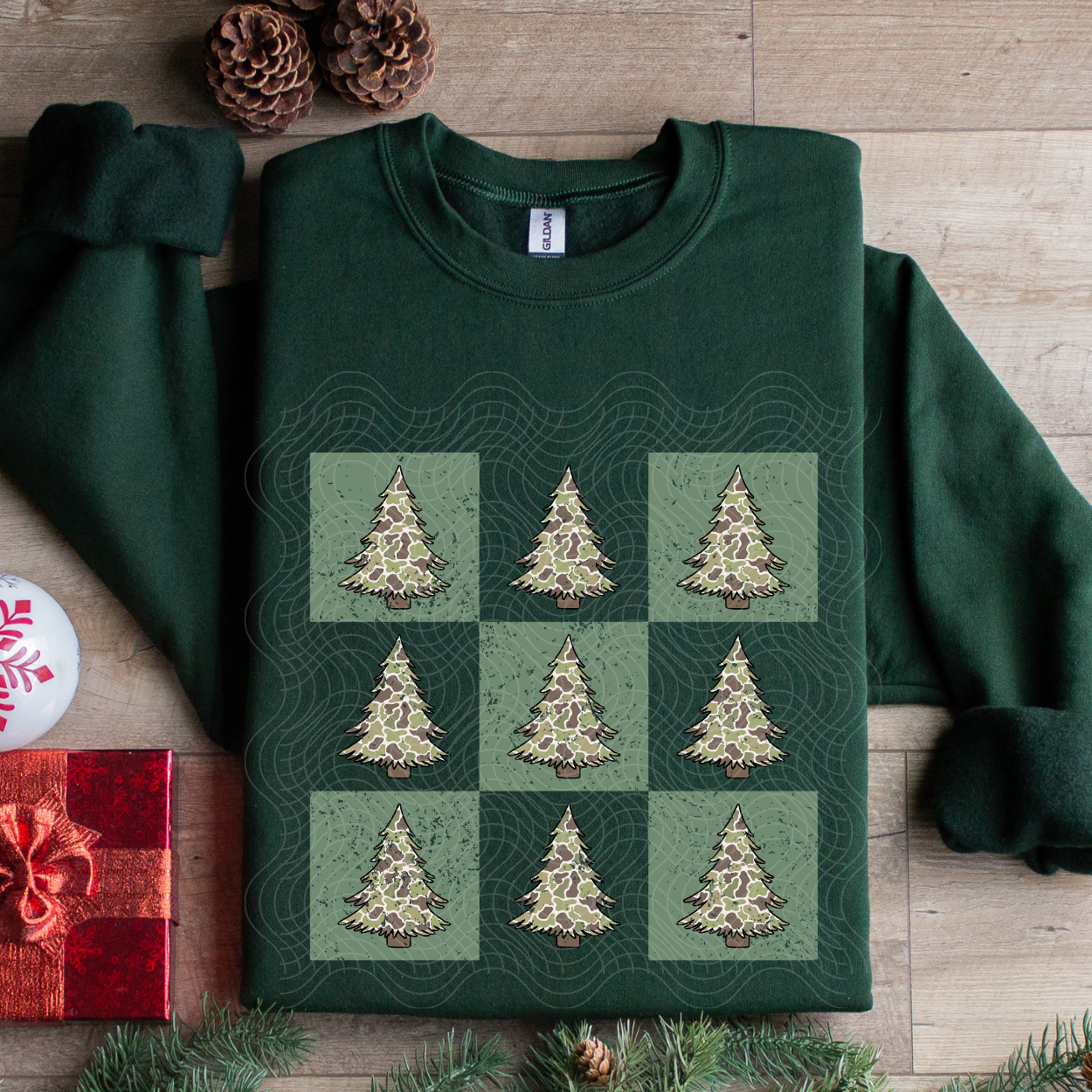 GREEN TREE GRID CAMO - DTF TRANSFER