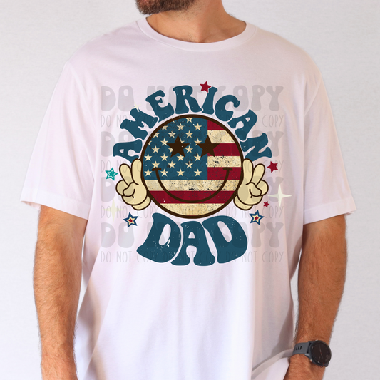 AMERICAN FLAG SMILEY DAD - DTF TRANSFER