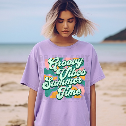 GROOVY VIBES, SUMMER TIME - DTF TRANSFER