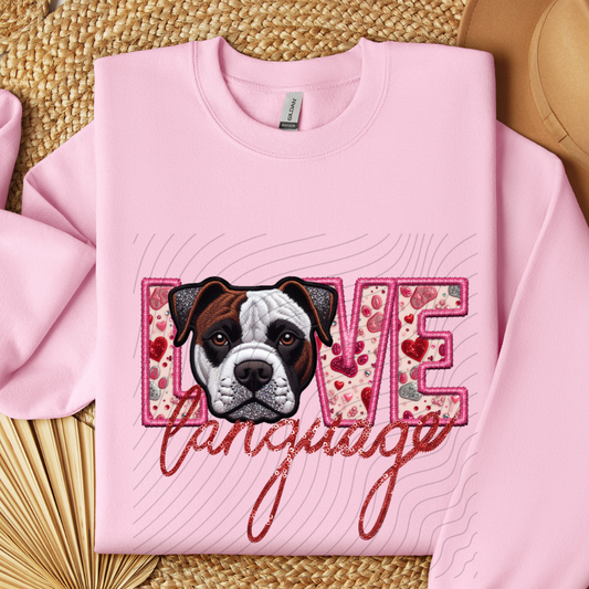 PITBULL -BRN&WHT, FAUX EMBROIDERY & FAUX SEQUINS - DTF TRANSFER