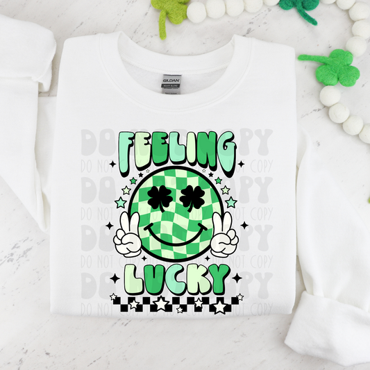 FEELING LUCKY CHECKERED SMILEY - DTF TRANSFER