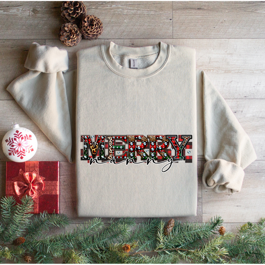 MERRY NANNY PLAID FAUX RHINESTONES - DTF TRANSFER